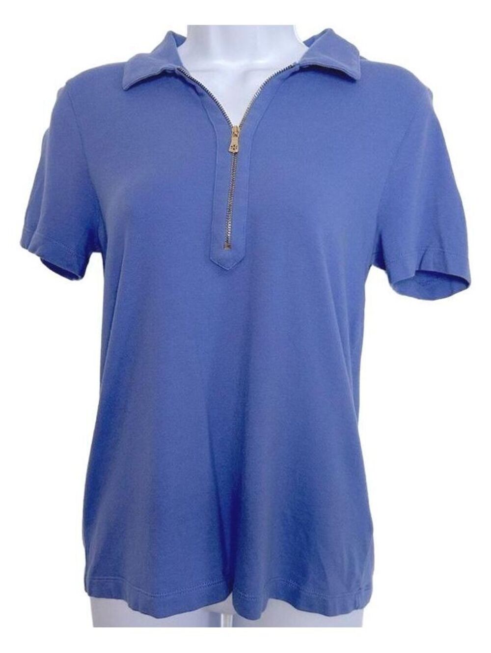 Tory Burch Blue Quarter-Zip Polo Shirt Golf Tennis Athleisure Small